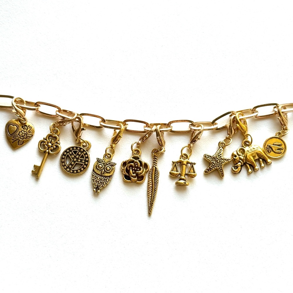 Handmade y2k Style Charm Bracelet in Gold Colour / Interchangeable